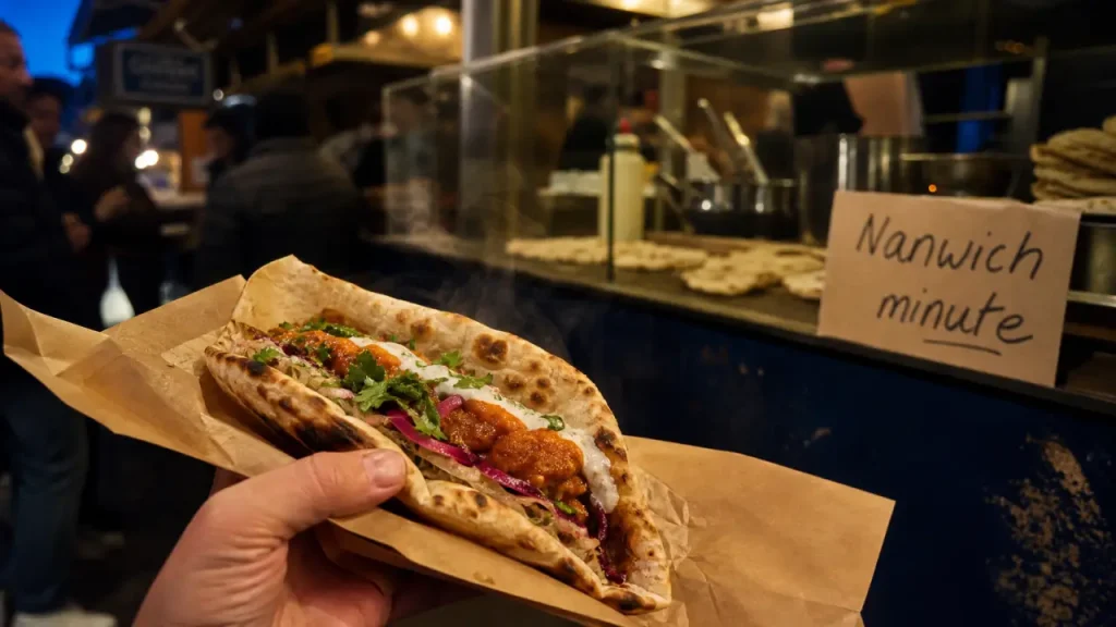 Nanwich minute bollynan street food indienne à Montorgueil, option vegan