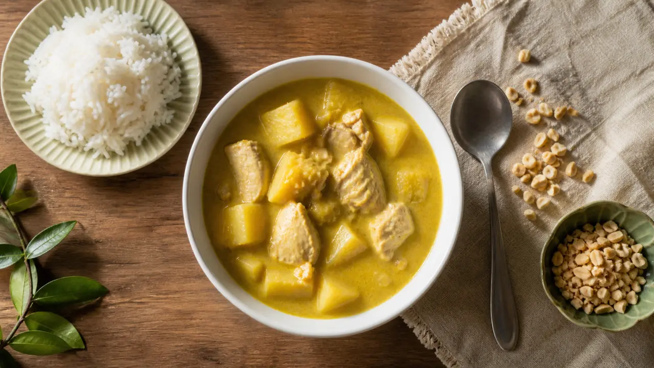 Curry jaune recette au poulet avec lait de coco et pommes de terre