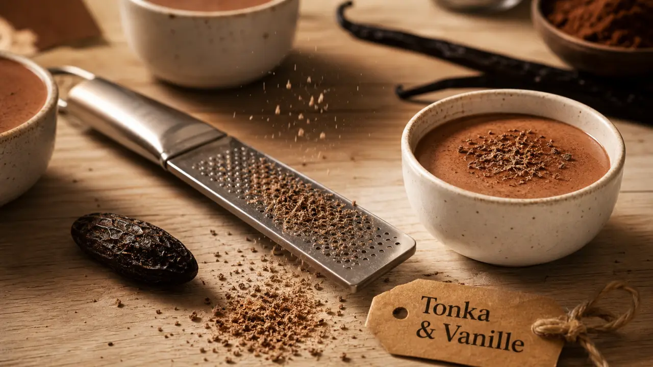 Feve de tonka gout : râpe et copeaux, crème dessert