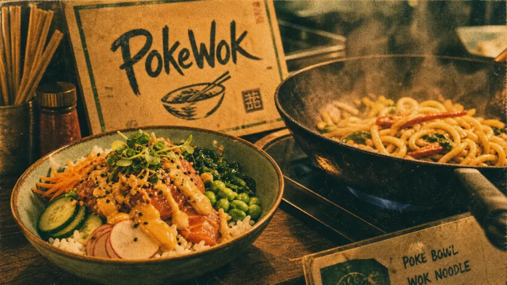 Pokewok Asian Street Food : bol poke et wok fumant