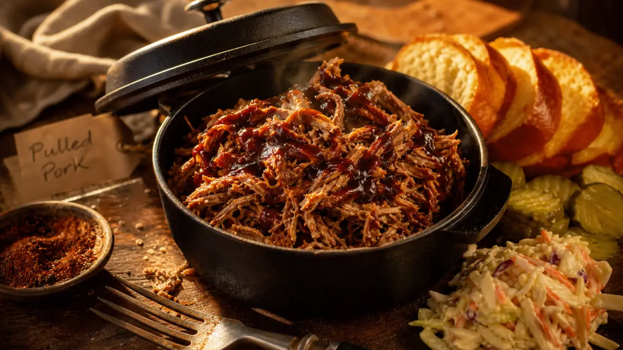 Recette pulled pork au four : épaule de porc effilochée, sauce barbecue