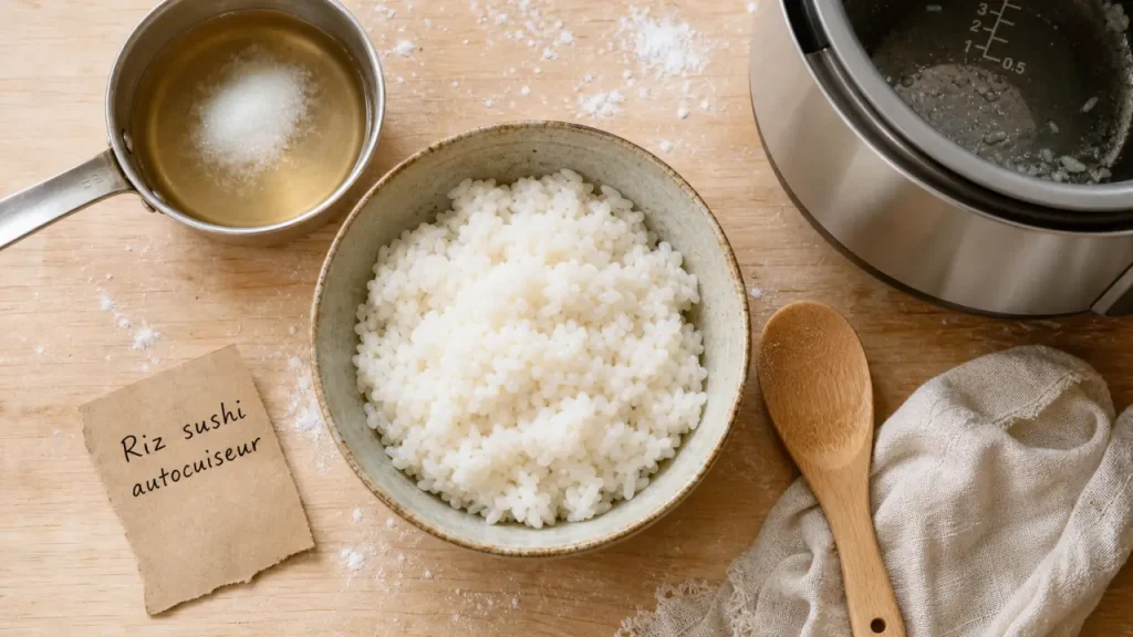 Riz sushi autocuiseur : riz rond et vinaigre de riz, 300 g pour 350 ml