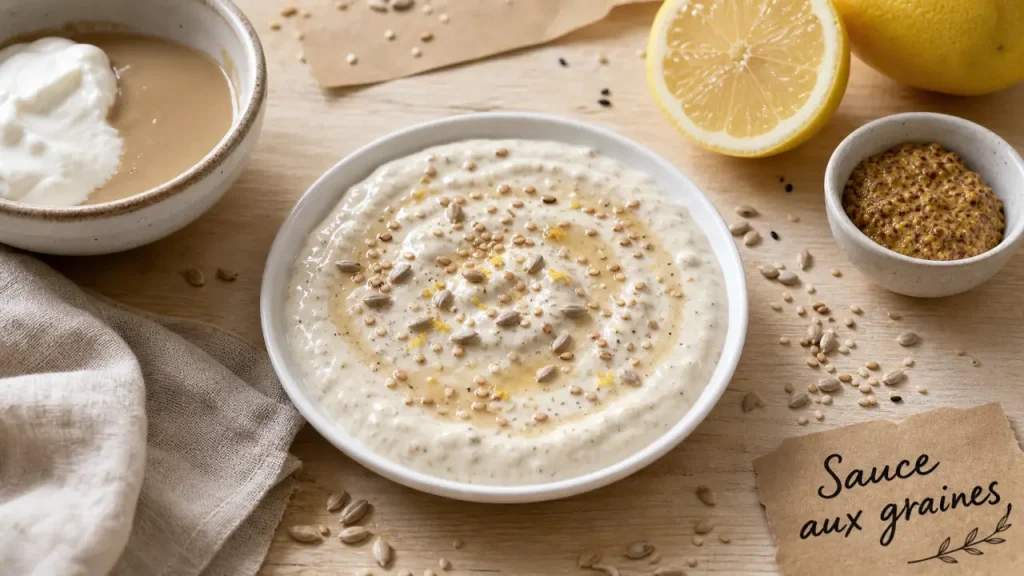 Sauce graines maison crémeuse au sésame citron, yaourt et tahini
