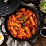Topokki recette maison : tteok à la sauce rouge gochujang