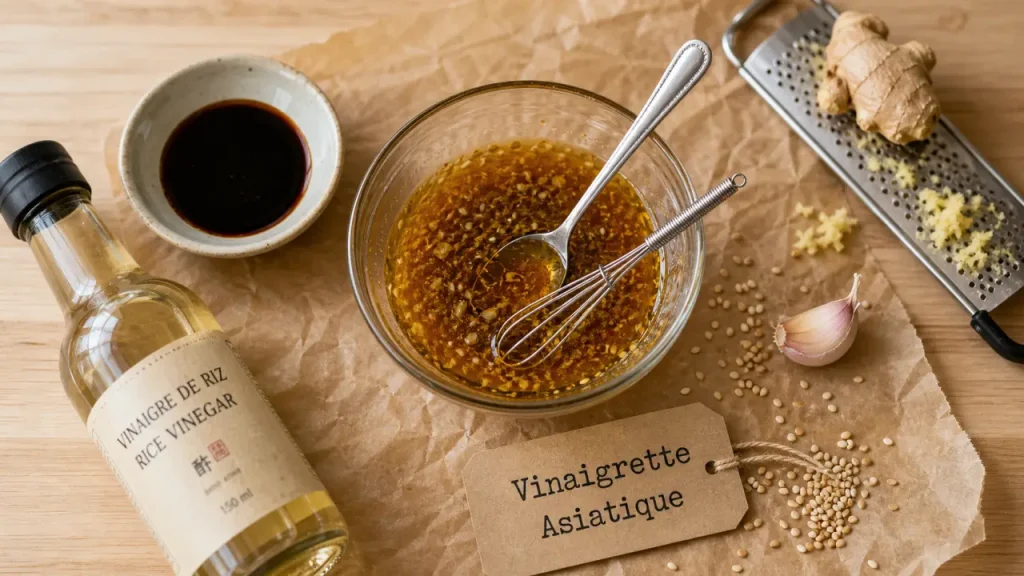 Vinaigrette asiatique maison au soja et sésame, vinaigre de riz