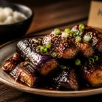 Aubergines hong shao brillantes sauce soja ail gingembre