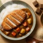 Catsoo curry katsu au poulet, sauce japonaise douce et panko croustillant, riz blanc