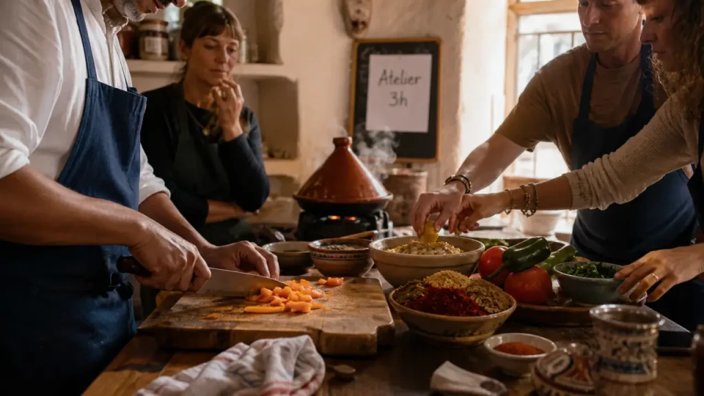 cours de cuisine essaouira : atelier cuisine marocaine avec tajine et épices