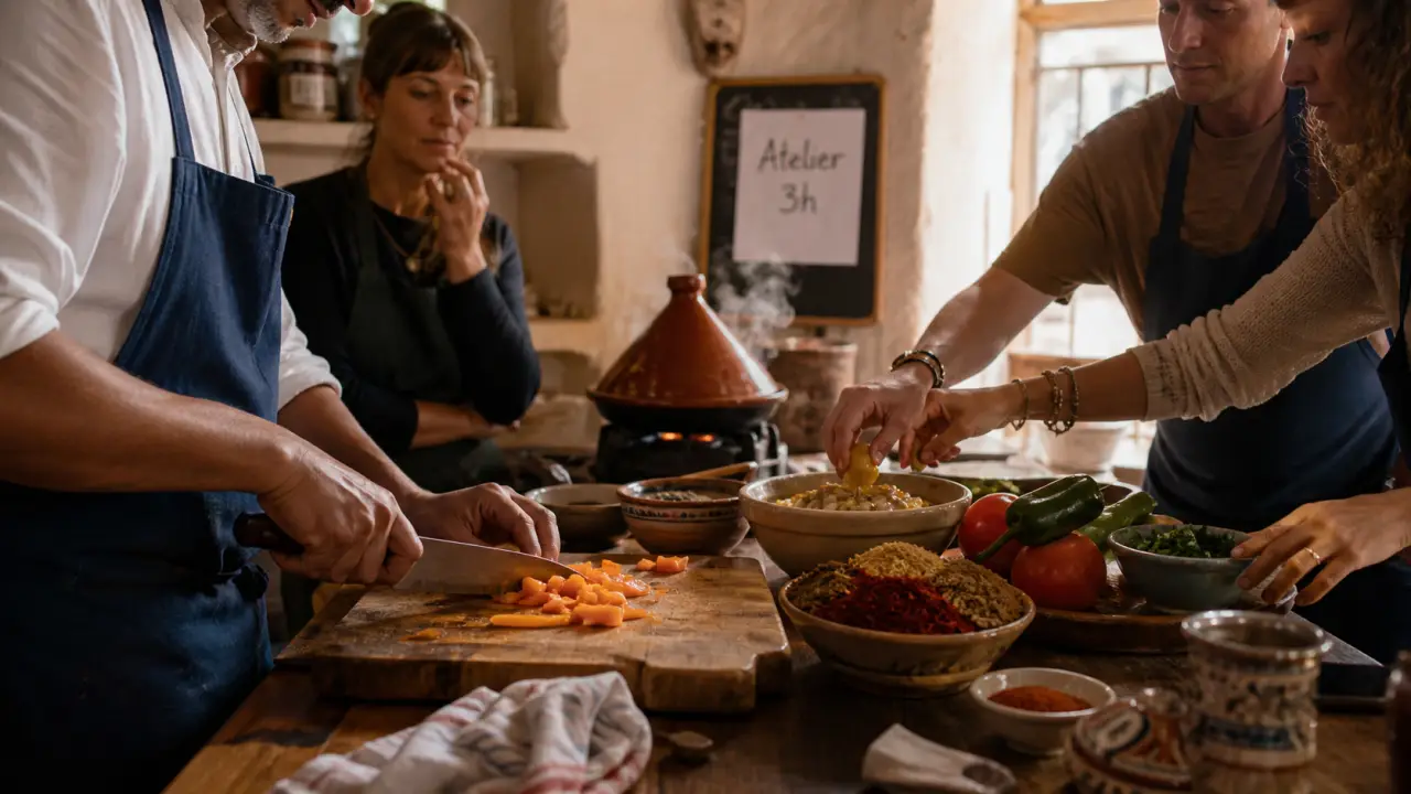 cours de cuisine essaouira : atelier cuisine marocaine avec tajine et épices
