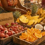 Fruit madagascar : marché malgache aux litchis, coco et ananas, saisonnalité