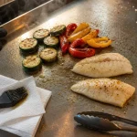 Huile pour plancha : poisson et légumes grillés entre 200 et 300°C