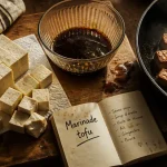 Marinade a tofu : cubes dorés, sauce soya-érable, huile de sésame