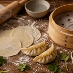 Momo maison vapeur : disques de pâte et farce