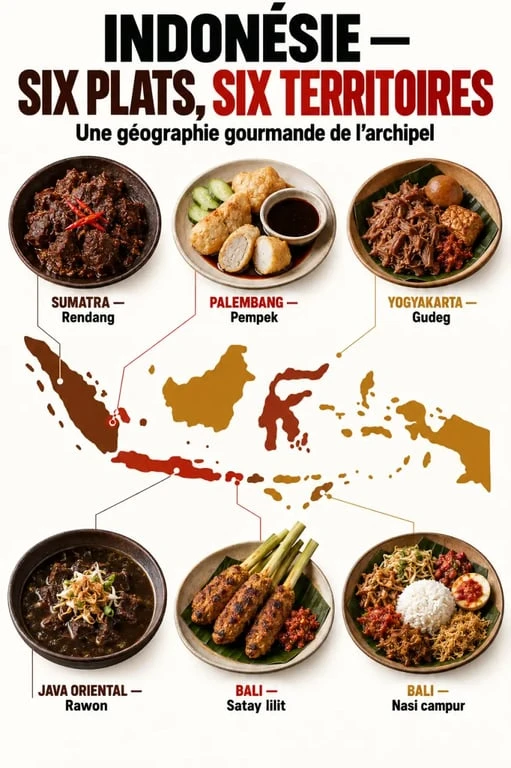 Plat indonésien et spécialités régionales de Sumatra, Java, Palembang et Bali