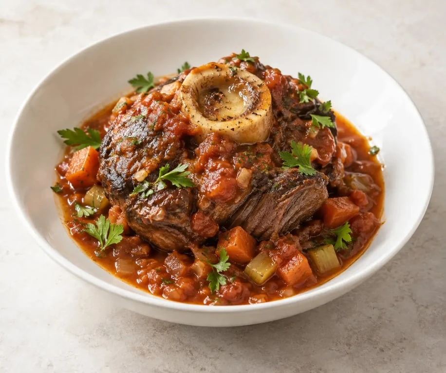 Jarret de bœuf à l’italienne fondant dans sa sauce tomate
