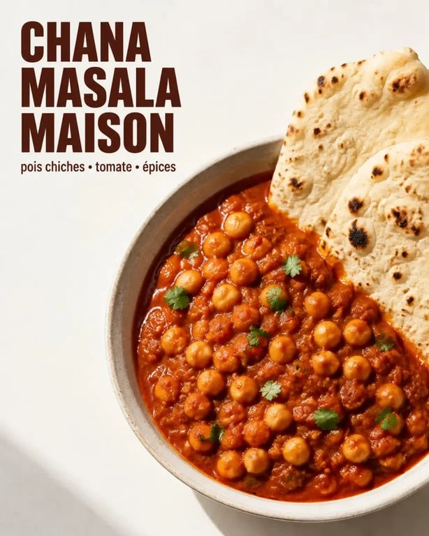 Plat indien vegetarien : chana masala maison aux pois chiches