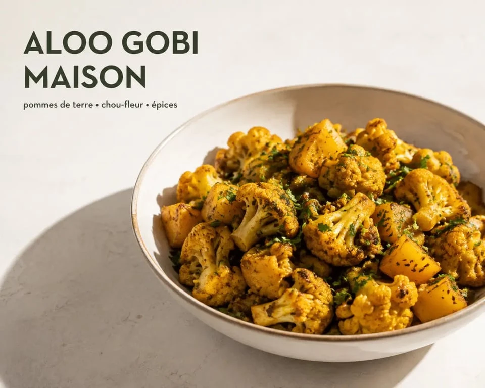 Plat indien vegetarien : aloo gobi aux pommes de terre et chou-fleur