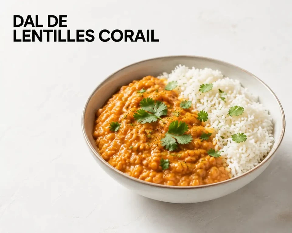 Plat indien vegetarien : dal de lentilles corail avec riz basmati