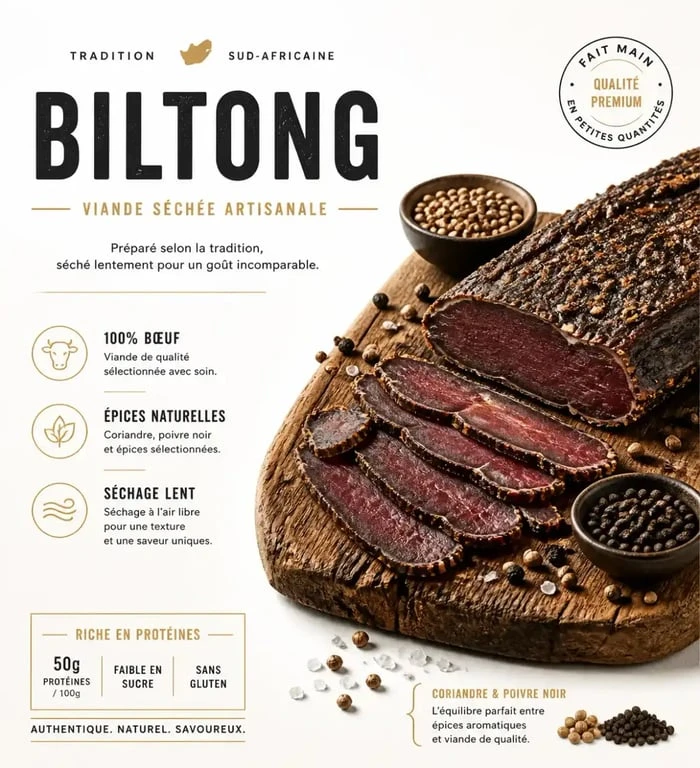 Biltong, viande séchée typique de la nourriture Afrique du Sud