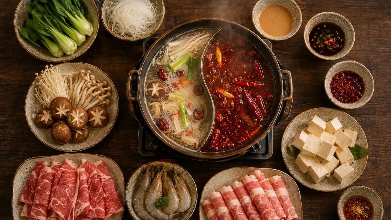 Hot-pot maison : bouillon frémissant, sauces et ingrédients