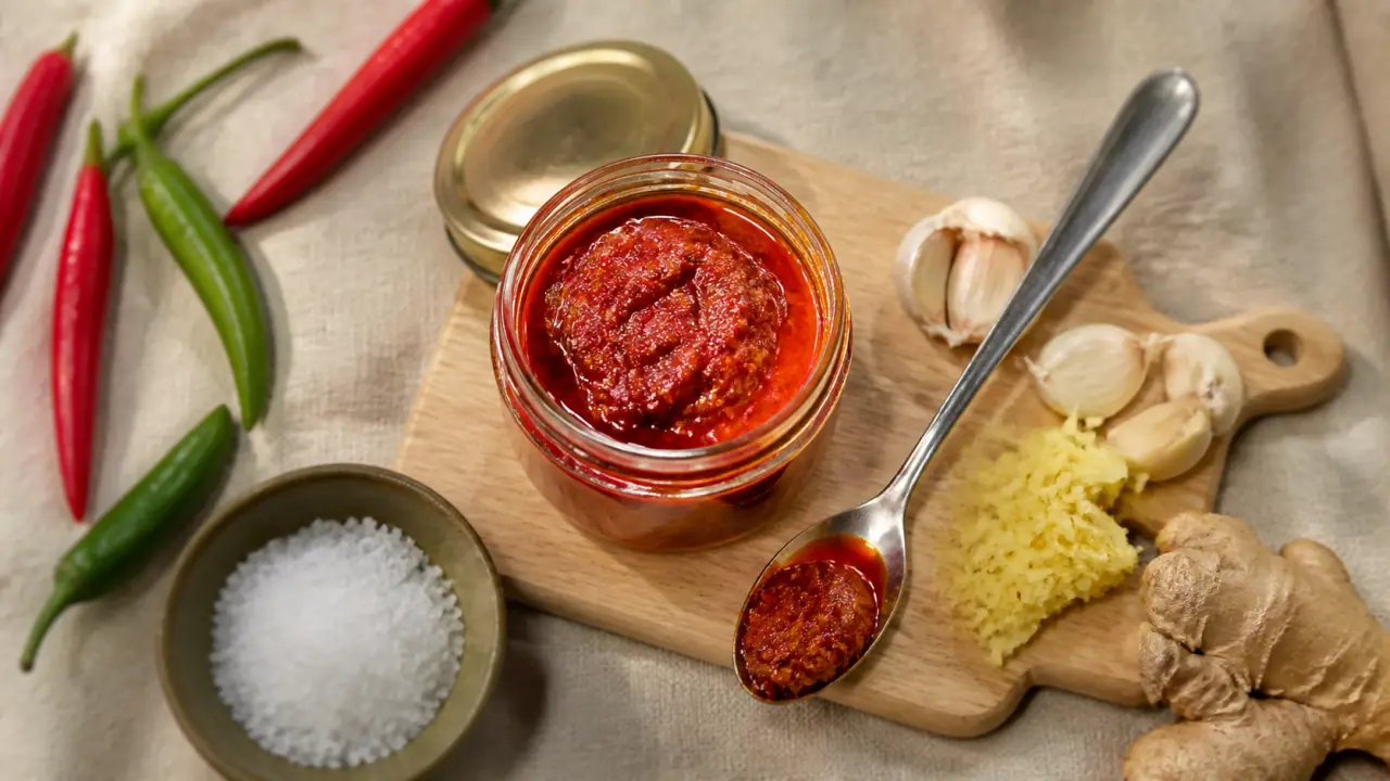 pate de piment recette maison en 30 minutes, pot en verre et piments frais