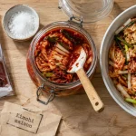 Recette kimchi facile maison : kimchi rouge au bocal, choux et daikon