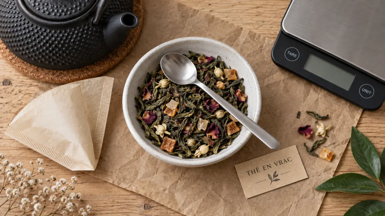 Thé en vrac mesuré à 2–3 g par tasse