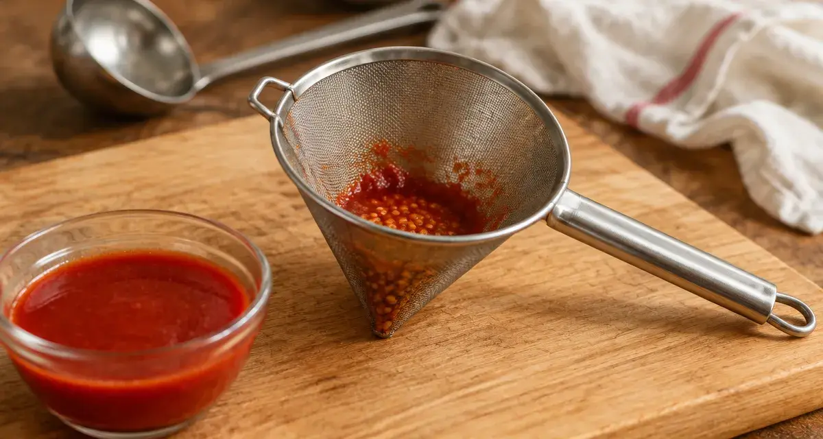 Chinois cuisine conique inox filtrant sauce tomate