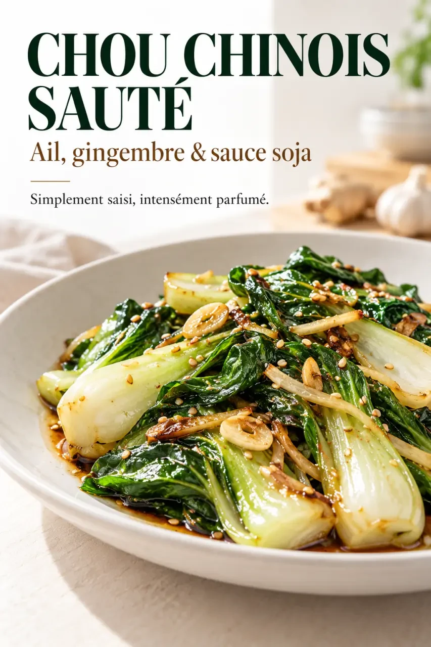 Préparer du choux chinois sauté à l’ail, au gingembre et à la sauce soja