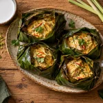 Recette cambodge Amok trey à la vapeur en papillotes de feuilles de bananier