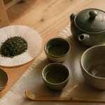 Service à thé japonais avec kyusu et tasses pour dégustation authentique