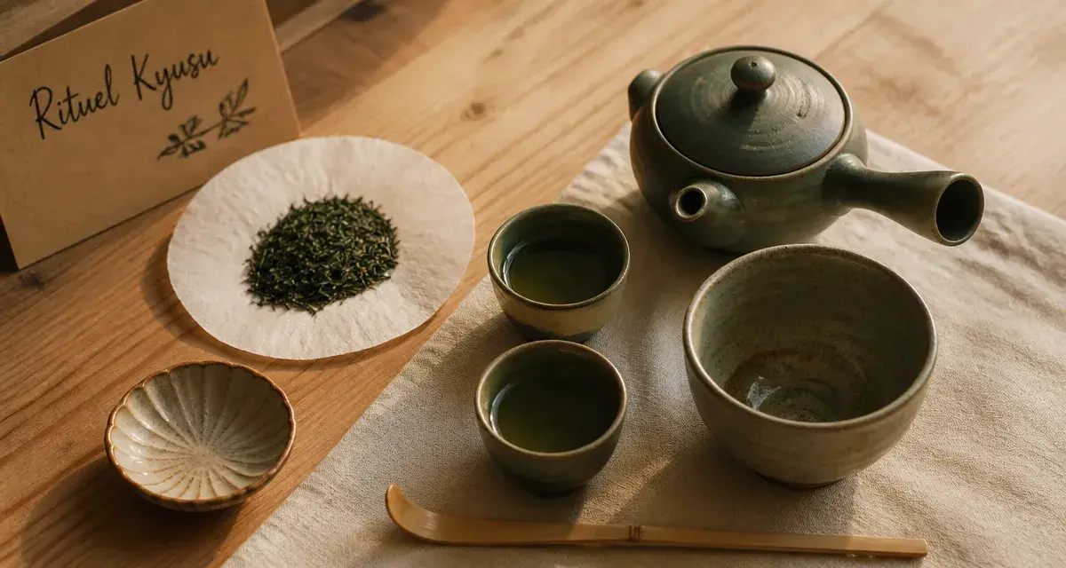 Service à thé japonais avec kyusu et tasses pour dégustation authentique